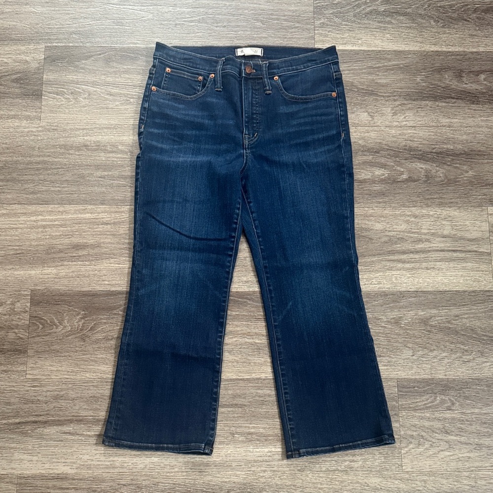 Madewell Petite Dark Indigo Flare Jeans Cali Demi Boot Denim 29